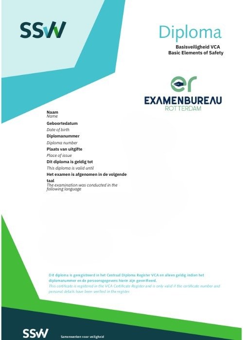 Image of the VOL VCA Certificate